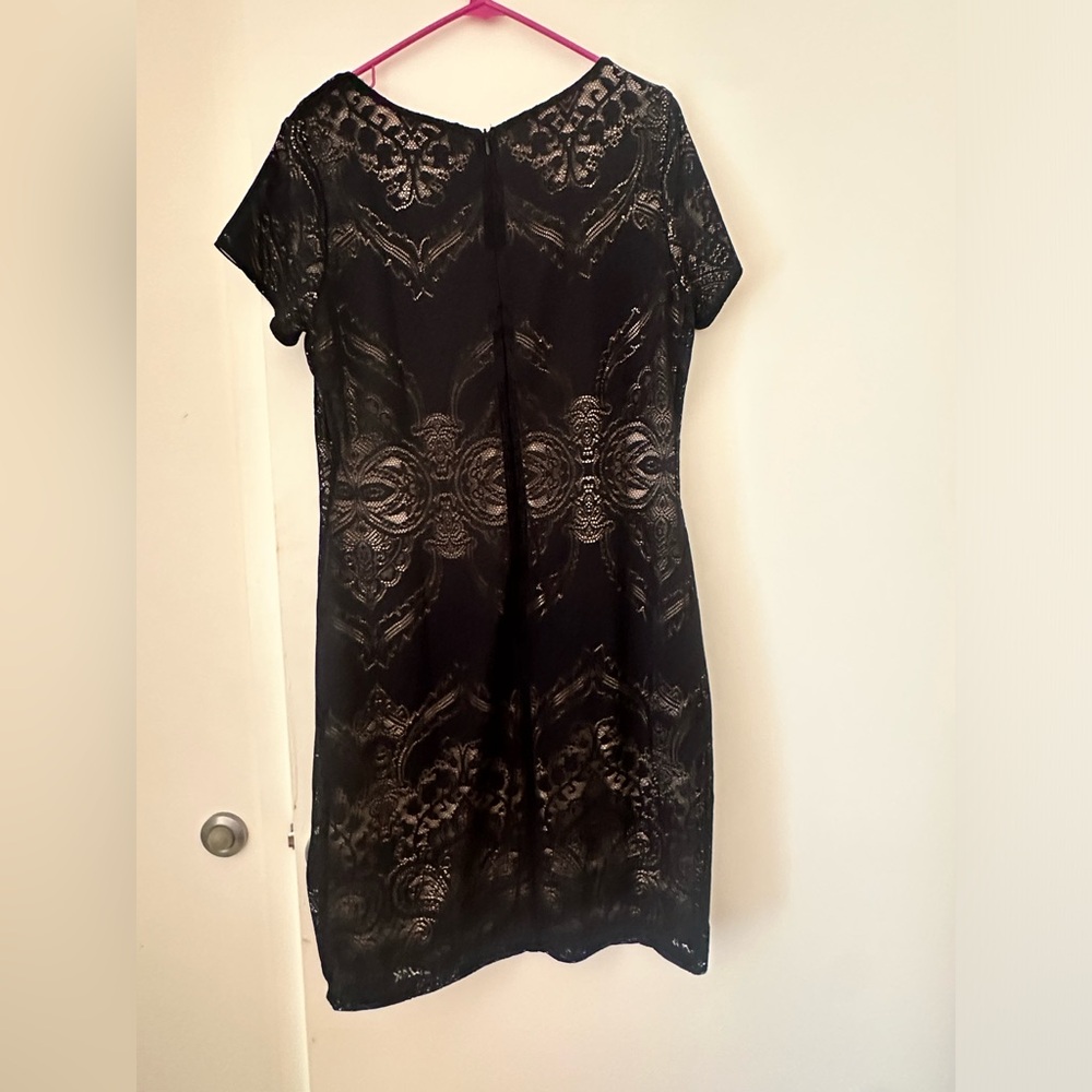 Black lace zip back dress
